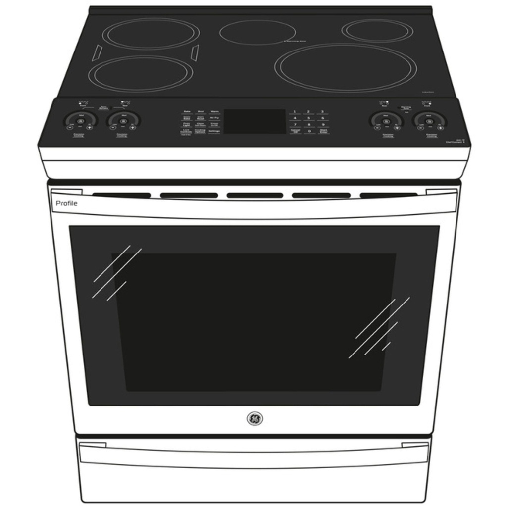 GE-PHS930YPFS-Diagram of30" Smart Slide-In Fingerprint Resistant Front-Control Induction
