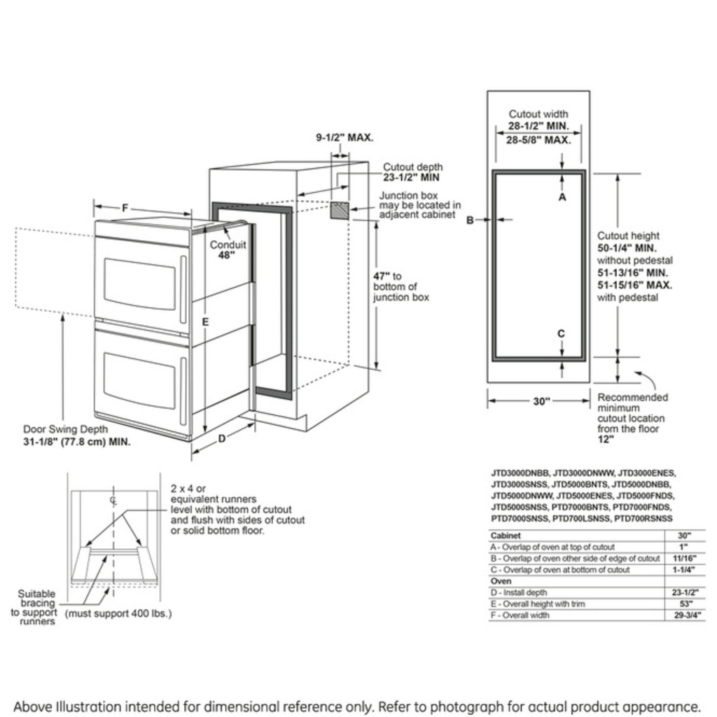 GE-PTD700LSNSS-Dimensional