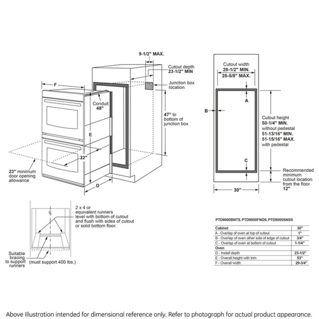 GE-PTD9000SNSS-Dimensional