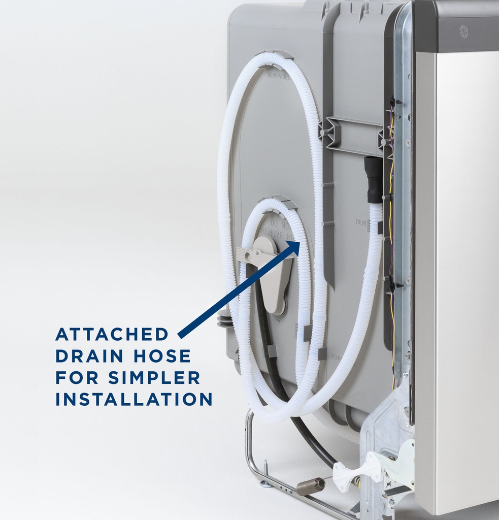 GDF510PGRBB-attached drain hose for simpler installation