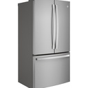 GE-PWE23KYNFS-Side view23.1 Cu. Ft. Counter-Depth Fingerprint Resistant French-Door Refrigerator