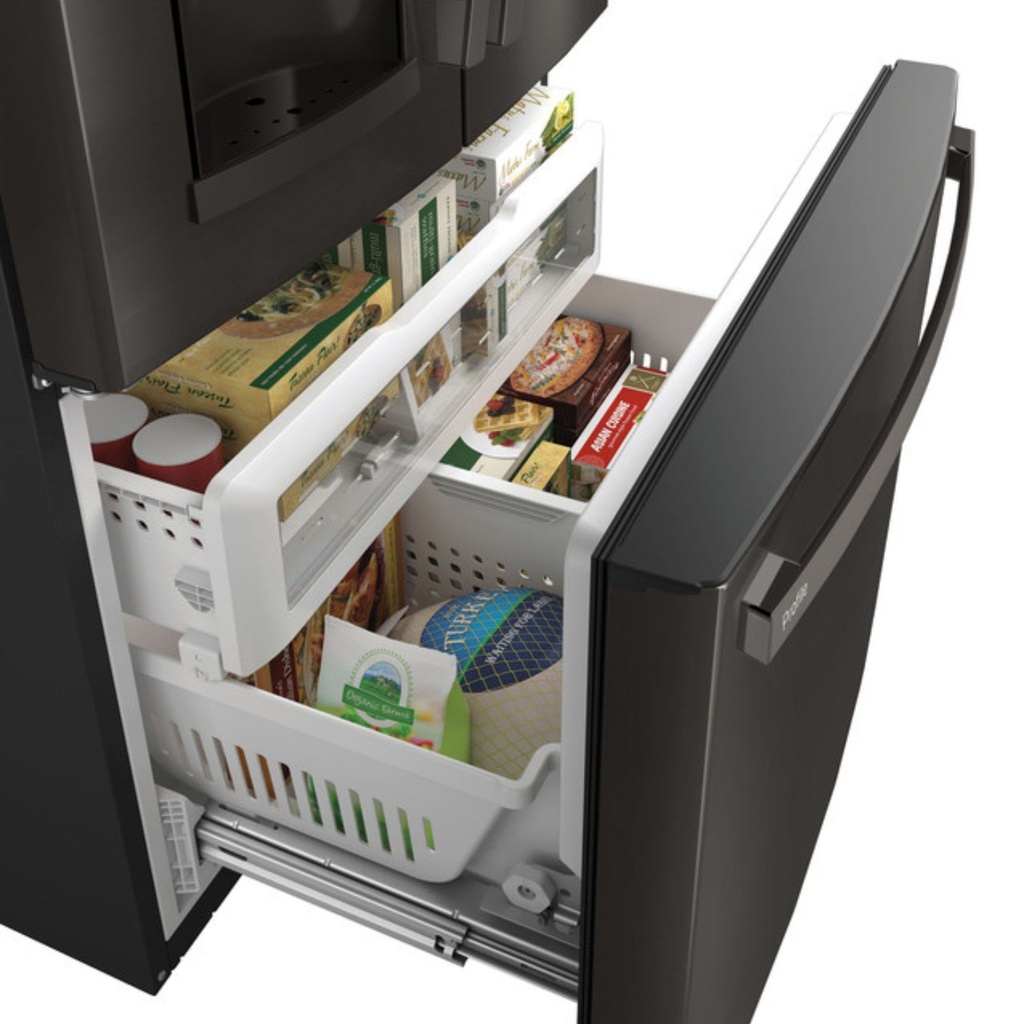 GE-PYE22KBLTS-Organized Freezer Drawer with Frozen Foods