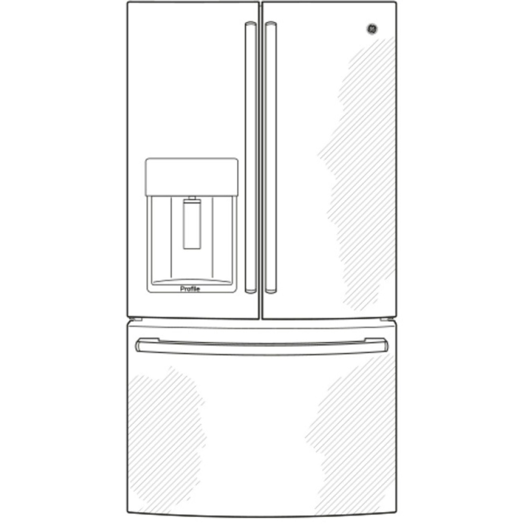 GE-PYE22KBLTS-Diagram of22.1 Cu. Ft. Counter-Depth French-Door Refrigerator
