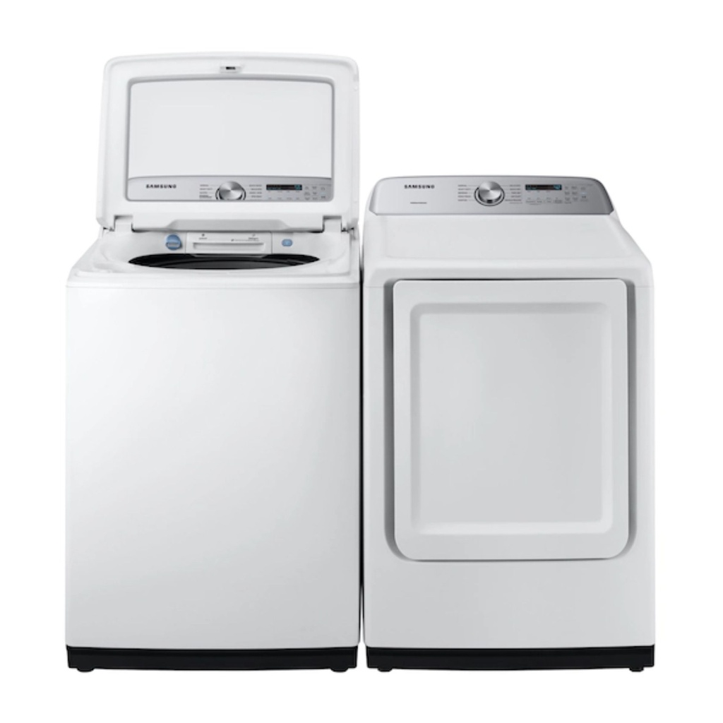 Samsung-DVE50R5200W-front view with matching washer