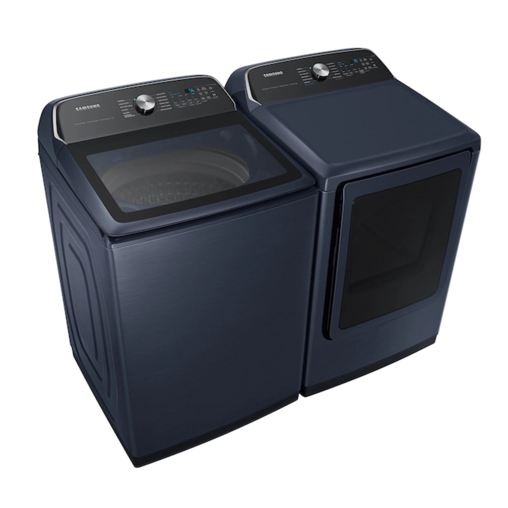 Samsung-DVE54CG7150D-left angle view with matching washer