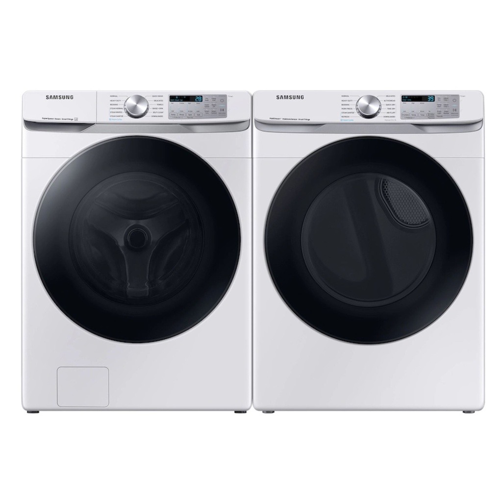 Samsung-DVG45B6300W-front view with matching washer