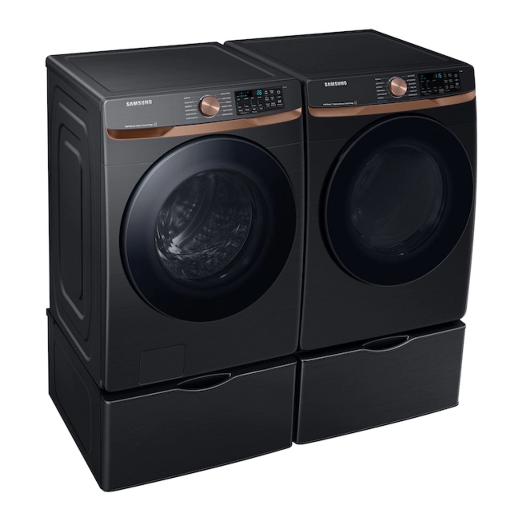 Samsung-DVG50BG8300V-left angle view with matching washer