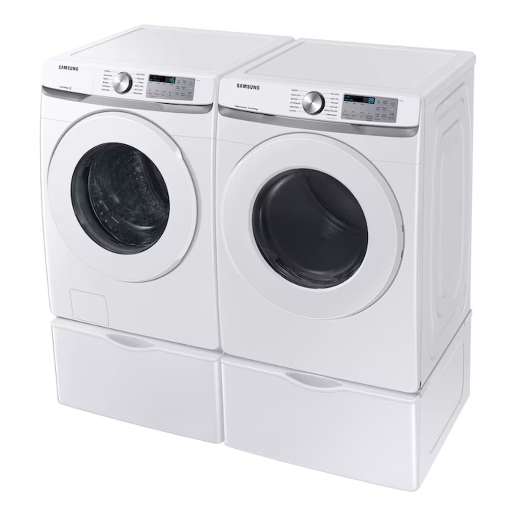 Samsung-DVG51CG8000W-right angle view with matching washer