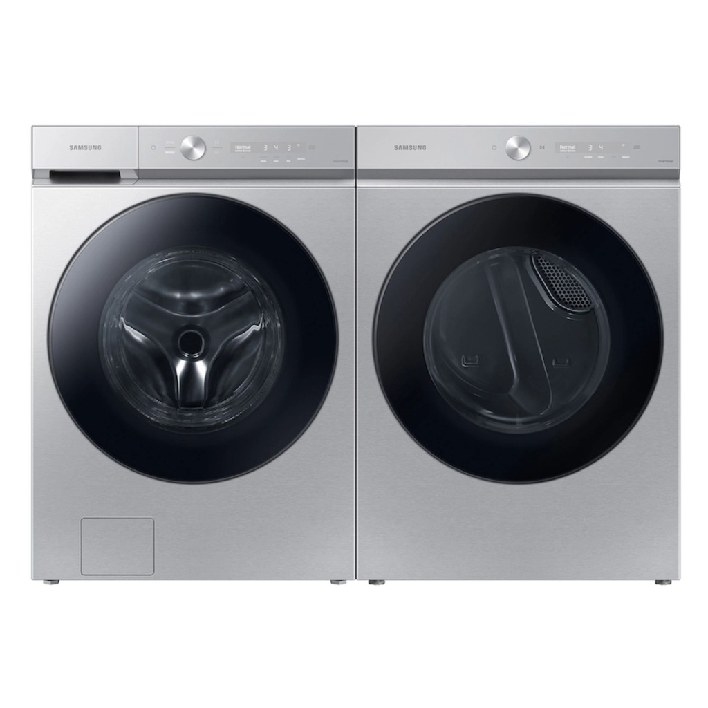 Samsung-DVG53BB8700T-front view with matching washer