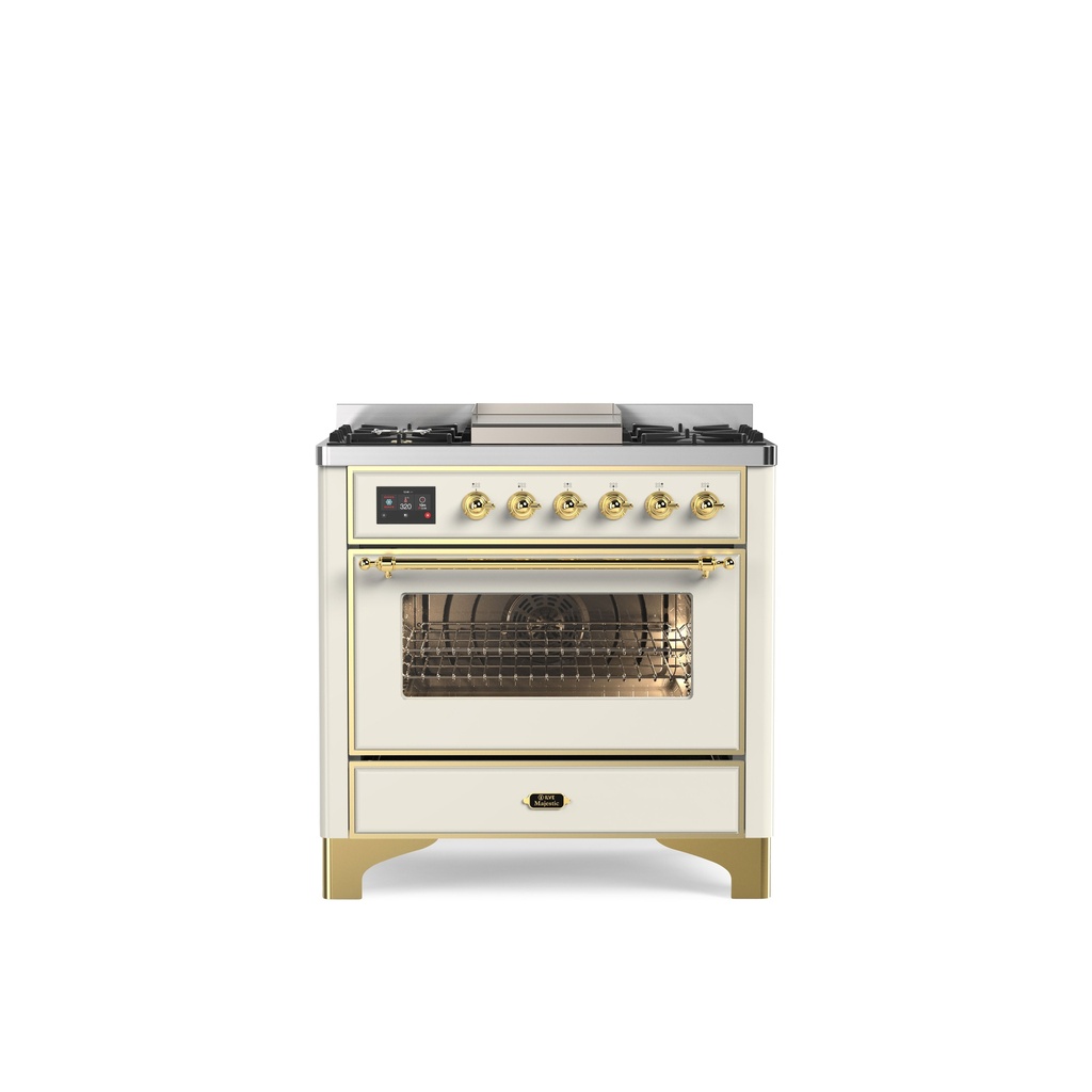 ILVE UM09F Majestic II 36 inch Dual Fuel Range with 6 Burners, Griddle, Warming Drawer