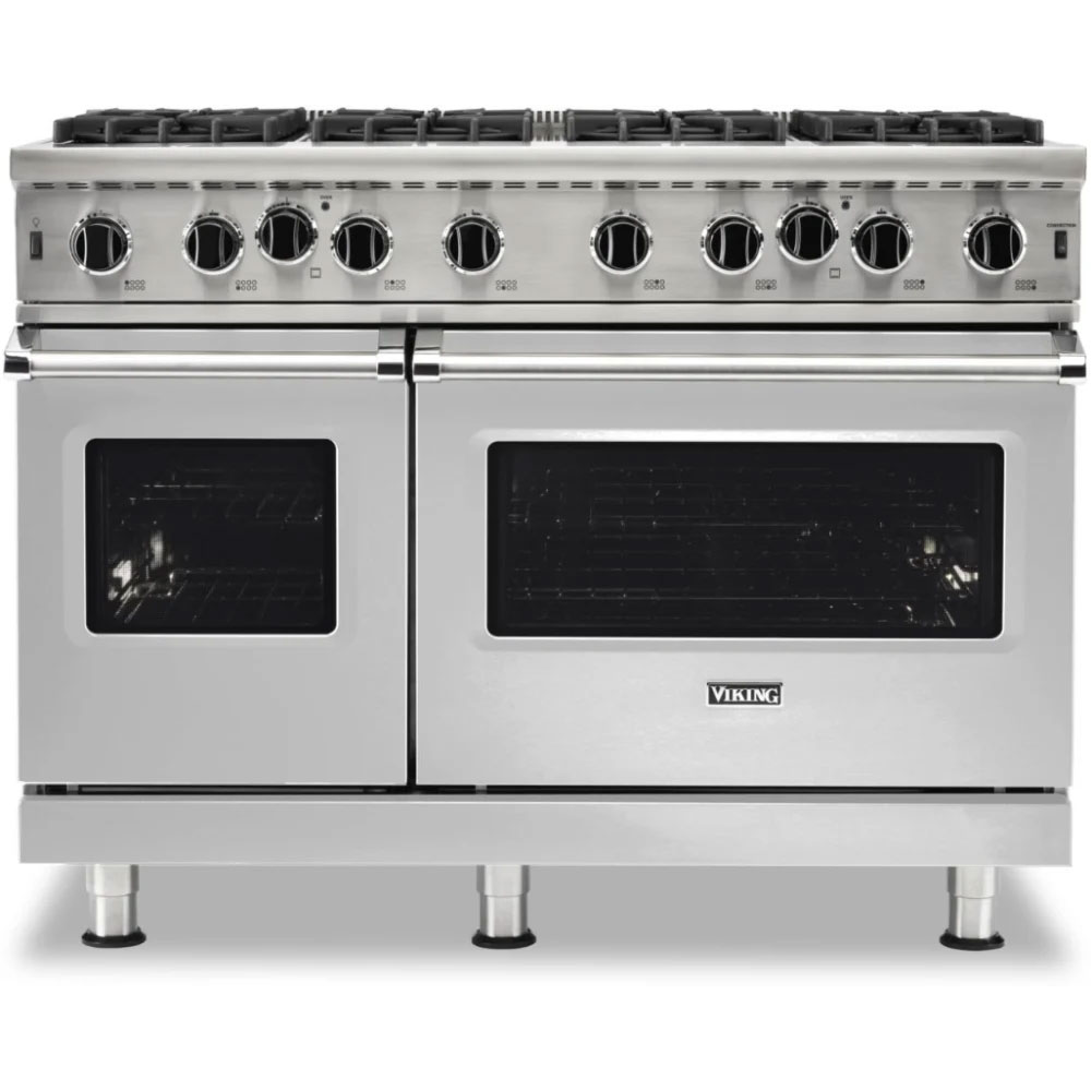 Viking VGIC54828B 5 Series 48 inch Freestanding Gas Range with 8 Open Burners, 6.1 cu. ft. Total Capacity, Continuous Grates, SureSpark Ignition System, ProFlow Convection Baffle