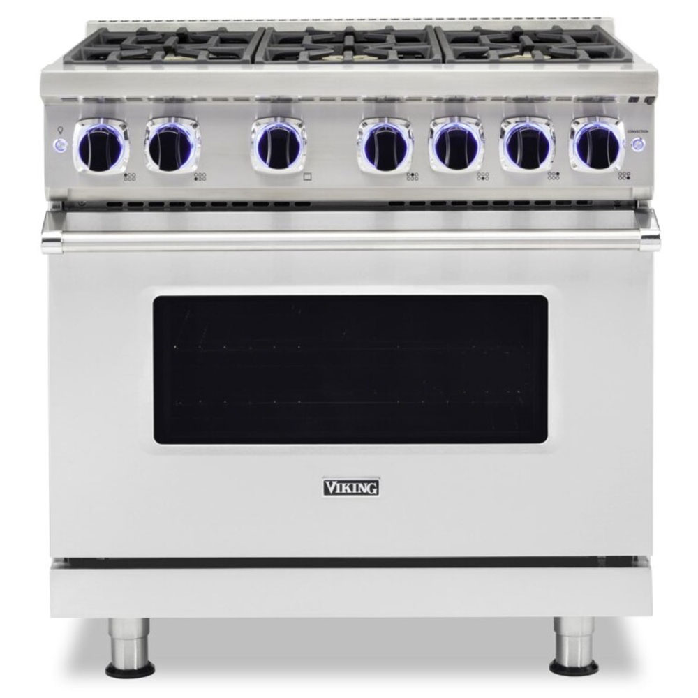 Viking VGR73626B 7 Series 36 inch Freestanding Gas Range with 6 Sealed Elevation Burners, 5.1 cu. ft. Oven Capacity, Gourmet-Glo Gas Infrared Broiler 