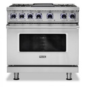 Viking VDR73624G 7 Series 36 inch Dual Fuel Range with 4 Sealed Elevation Burners and Griddle, 5.6 cu. ft. Oven Capacity, Gourmet-Glo Infrared Broiler