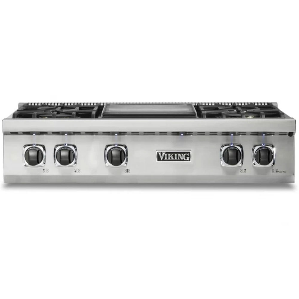 Viking VRT5364GSS 5 Series 36 inch Gas Rangetop with 4 Sealed Burners and Griddle