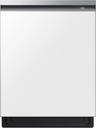Samsung DW80BB707012 24 inch Bespoke Smart Built-In Dishwasher with 3rd Rack, Storm Wash+, Smart Dry, Silverware Basket, AutoRelease Door, Stainless Steel Interior Tub, 42 dBA, Digital Water Leakage Sensor, in White Glass