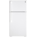 GE GTS16DTNRWW Top Freezer Refrigerator with 15.6 cu. ft. Capacity, LED Lighting, ADA Compliant and Crisper Drawers in White