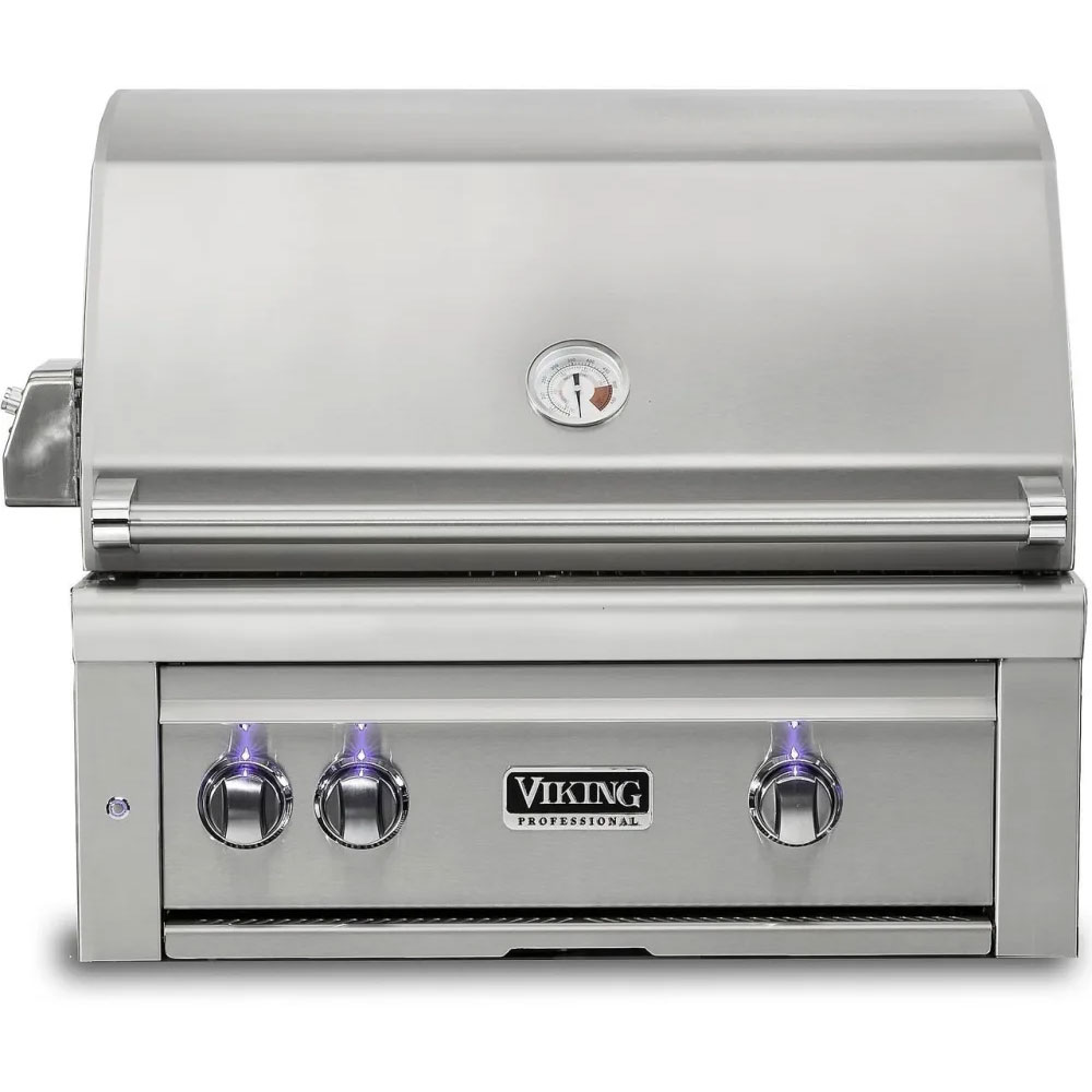 Viking VQGI5301 5 Series 30 inch Built-in Grill with One Brass Burner and One ProSear Burner, Dual Position Rotisserie with Rear Infrared Burner, in Stainless Steel