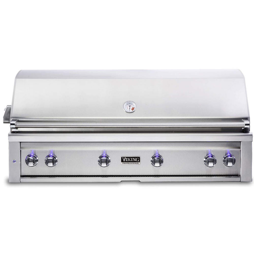 Viking VQGI5541 5 Series 54 inch Built-in Grill with Three Cast Brass Burners and One ProSear Burner, Dual Position Rotisserie with 2 Infrared Burners, in Stainless Steel