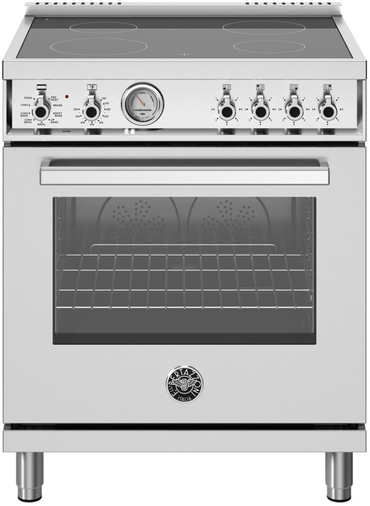 Bertazzoni PRO304CEMXV Professional Series 30 inch Freestanding Electric Range with 4 Ceran Elements, 4.7 cu. ft. Oven Capacity, in Stainless Steel