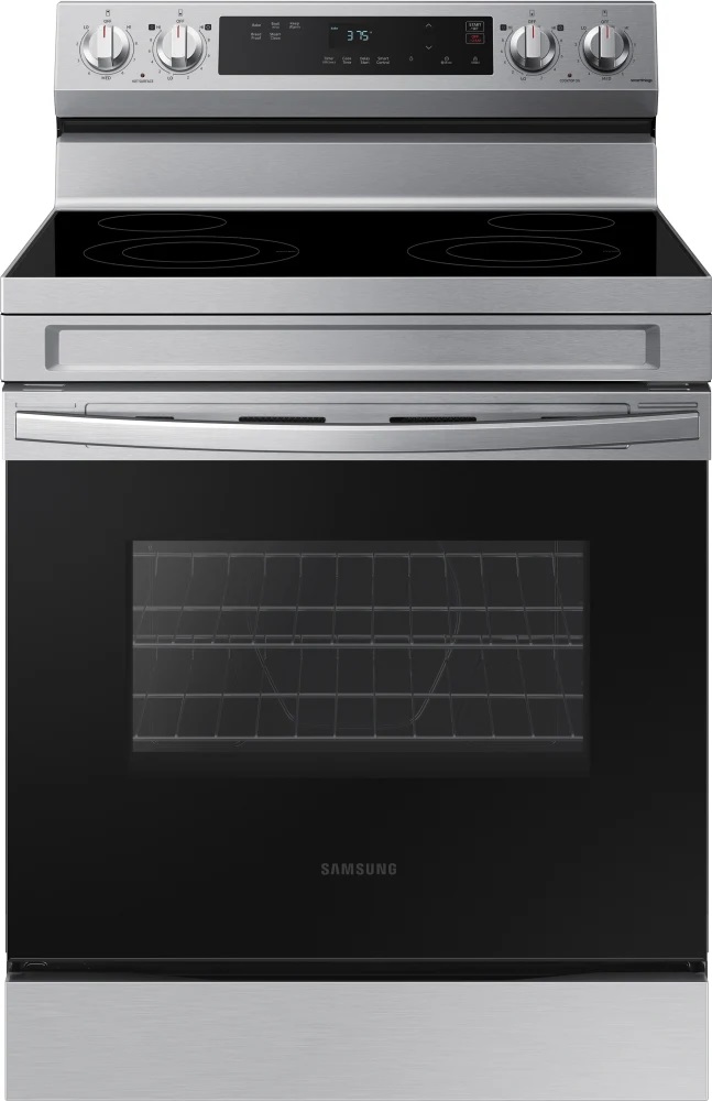 Samsung NE63A6111SS 30 inch Smart Freestanding Electric Range with 4 Elements, 6.3 cu. ft. Capacity Oven, Storage Drawer and Steam Clean in Stainless Steel