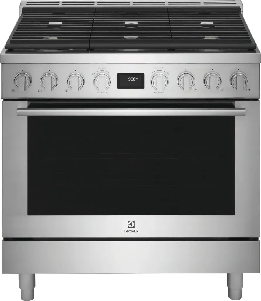Electrolux ECFD3668AS 36 Inch Dual Fuel Range with 6 Burners, 4.4 cu. ft. Oven Capacity, True Convection, Continuous Cast Iron Grates, Temperature Probe in Stainless Steel