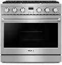 Thor Kitchen ARG36 36 inch Professional Gas Range with 6 Sealed Burners, 6 cu. ft Oven Capacity, 18000 BTU Heating Power, LED Display, Convection, in Stainless Steel