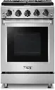 Thor Kitchen LRG2401U 24 inch Freestanding Professional Gas Range with 4 Sealed Burners, 3.7 cu. ft. Capacity, Continuous Grates, Convection, in Stainless Steel