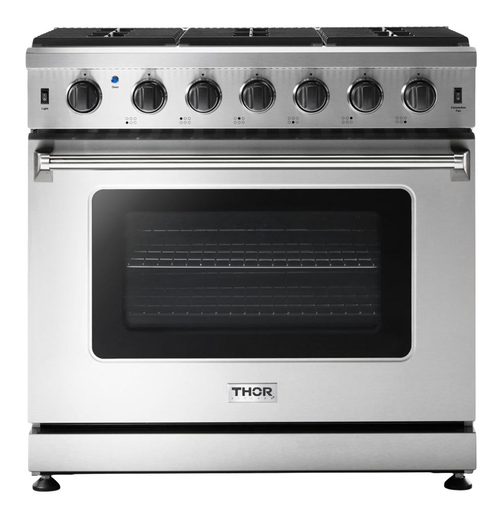 Thor Kitchen LRG3601U 36 inch Freestanding Gas Range with 6 Burners, 6 cu. ft. Oven Capacity, in Stainless Steel