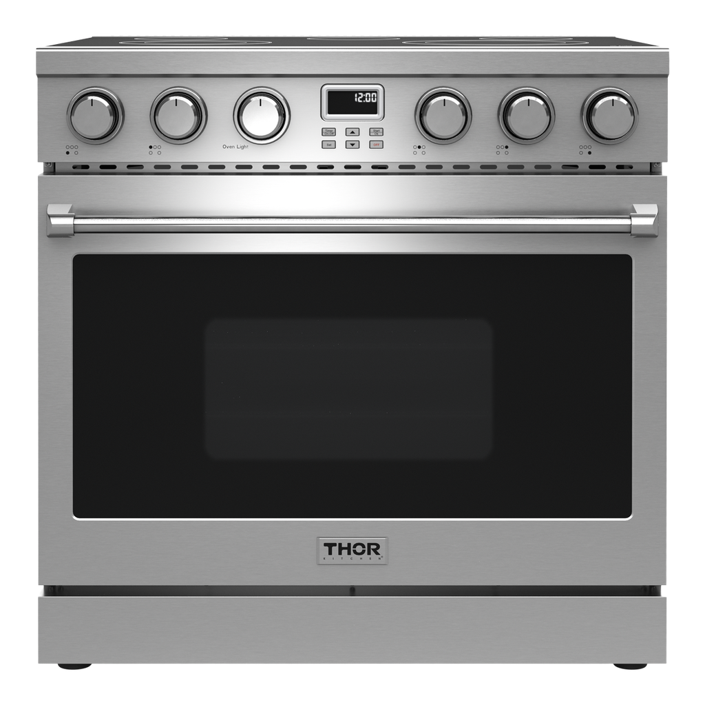 Thor Kitchen ARE36 36 inch Professional Electric Range with 5 Elements, 6 cu. ft. Oven Capacity, Convection Fan and Heavy Duty Control Knobs
