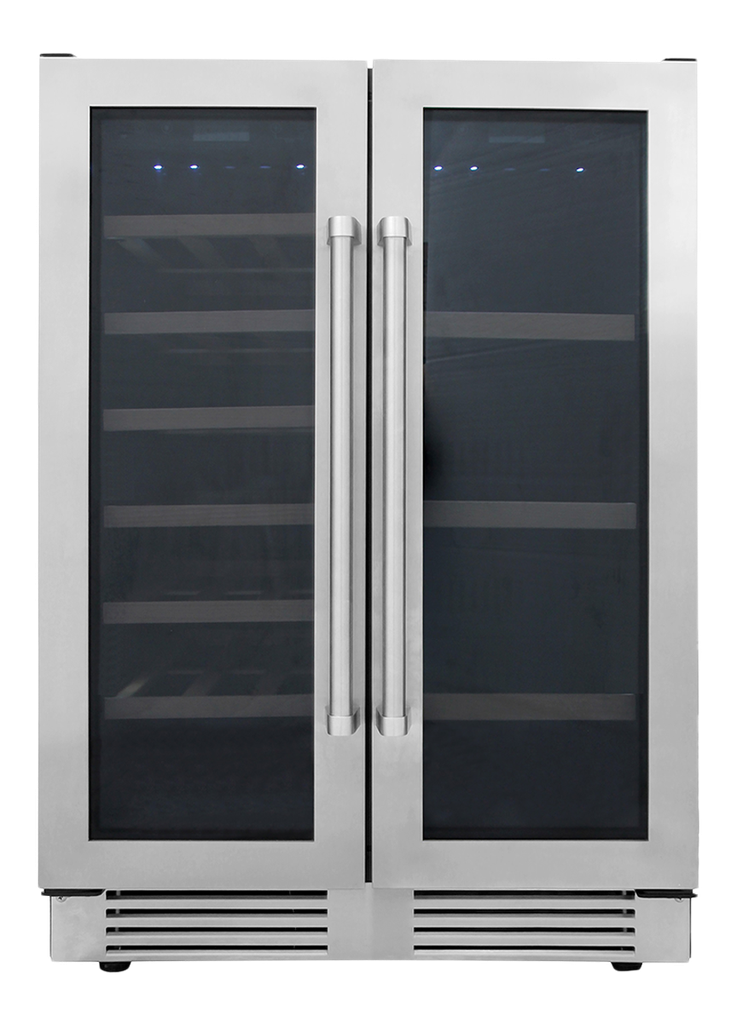 TBC2401DI 24 inch Dual Zone Beverage Center with 21 Bottle and 95 Can Capacity, Rolling Slideways, 2 Activated Charcoal Filter, in Stainless Steel