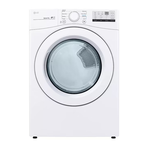 [DLE3400W] LG DLE3400W 27 inch Electric Dryer with 7.4 cu. ft. Capacity, Closet Depth, Sensor Dry, Wrinkle Care, FlowSense Duct Clogging Indicator, Energy Star, in White