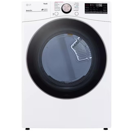 [DLEX4000W] LG DLEX4000 27 inch Front Load Electric Steam Vented Dryer with 7.4 cu. ft. Capacity, Smart Wi-Fi Enabled, 12 Dryer Programs, Adjustable Legs, ThinQ Care, SmartDiagnosis (White)