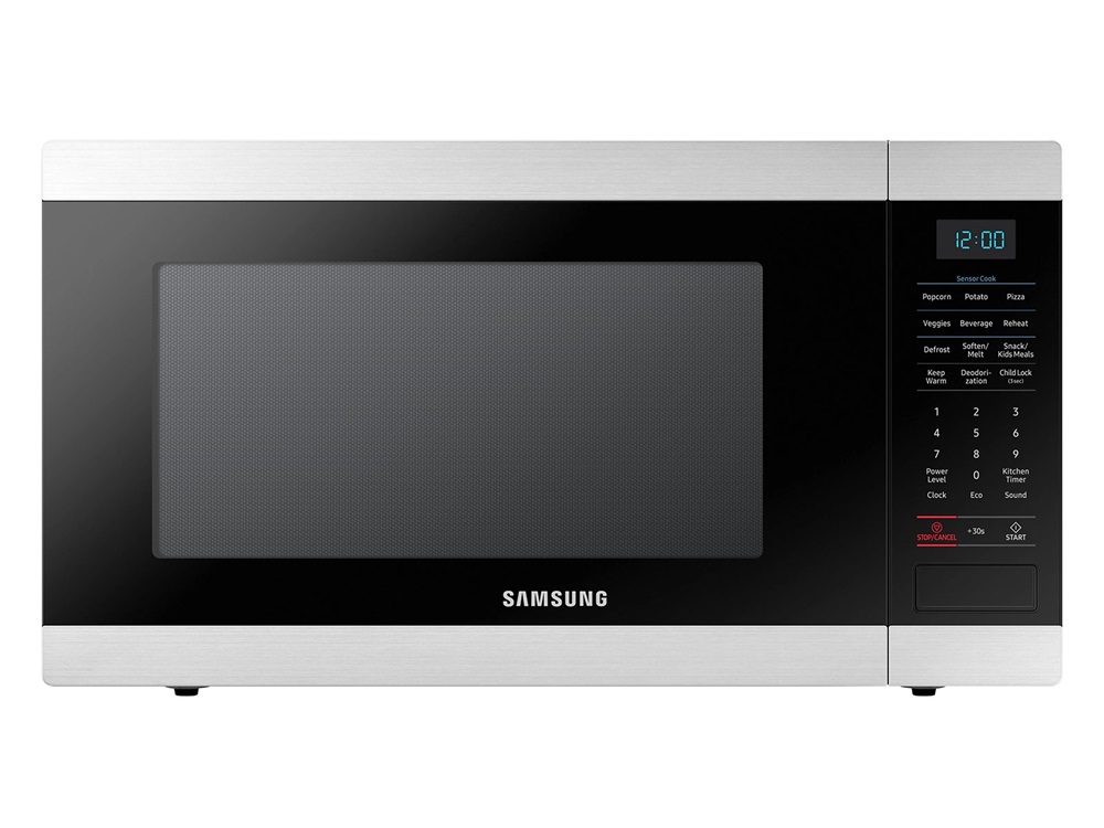 Samsung MS19M8000AS 24 inch Countertop Microwave with 1.9 cu. ft. Capacity, Sensor Cooking, Turntable, Child Lock, Auto Defrost, and Eco Mode, in Stainless Steel