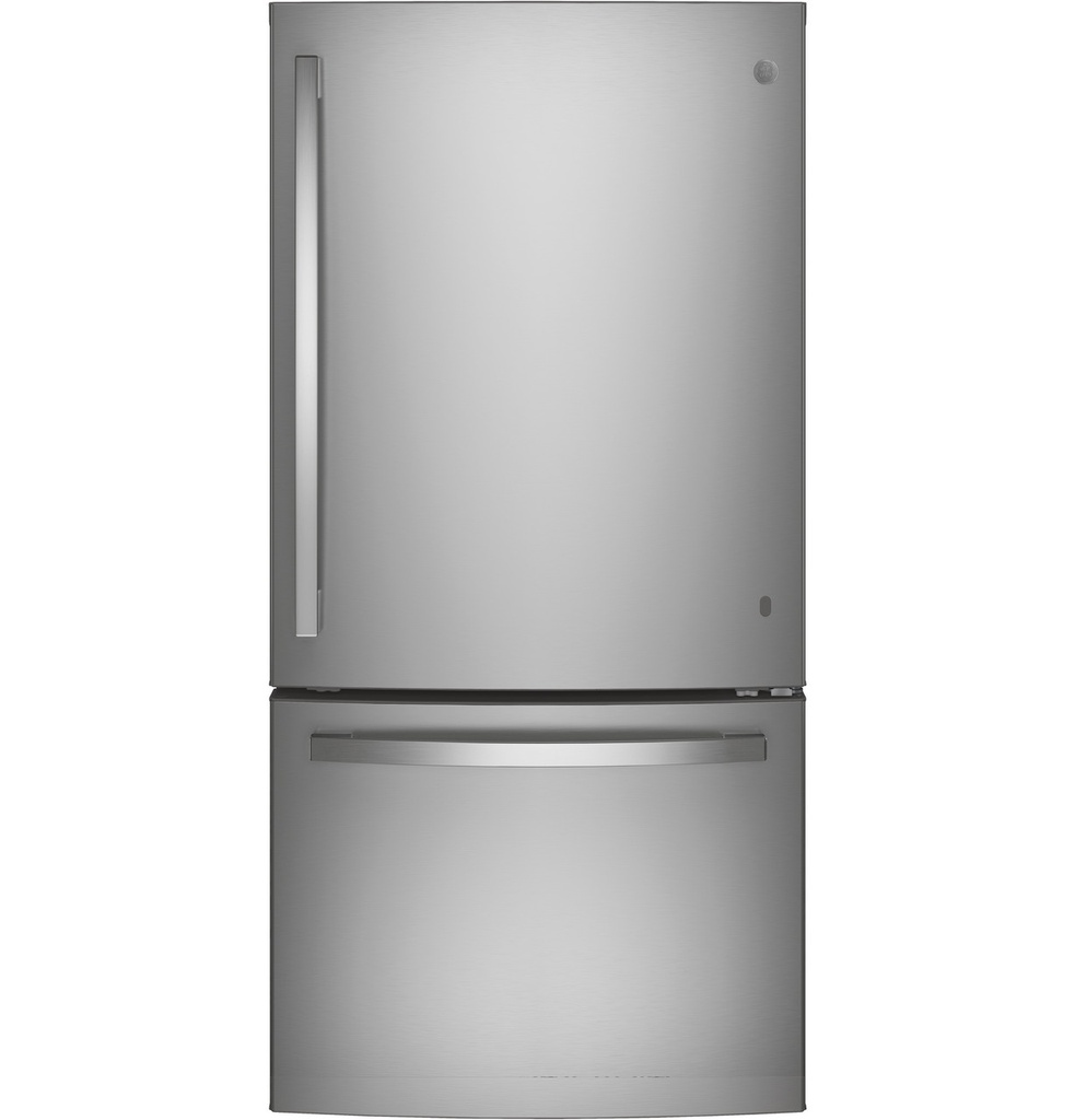 GE GDE25EYKFS 33 inch Bottom-Freezer Refrigerator with 24.8 cu. ft. Capacity, ENERGY STAR Rated and Factory-Installed Icemaker in Fingerprint Resistant Stainless Steel