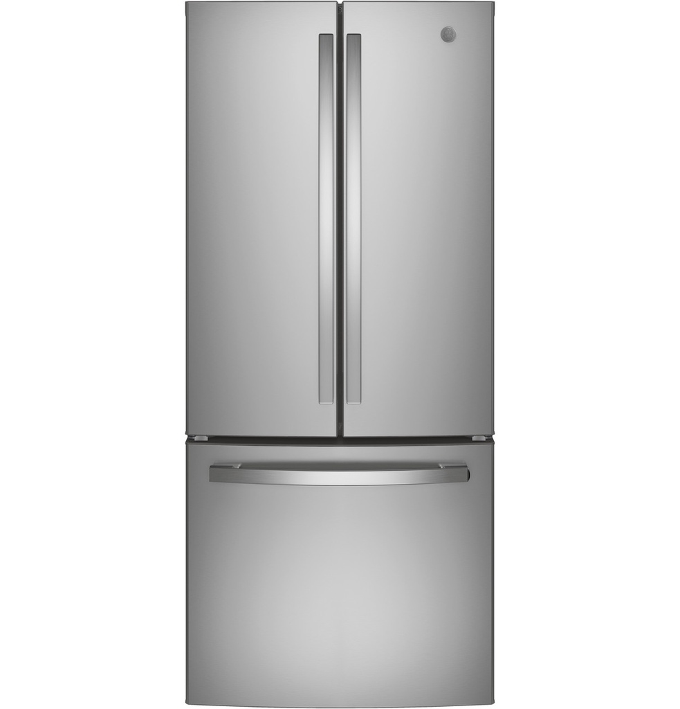 GE GNE21FYKFS 30 inch French Door Refrigerator with 20.8 Cu. Ft. Capacity, ENERGY STAR Rated and LED Lighting in Fingerprint Resistant Stainless Steel