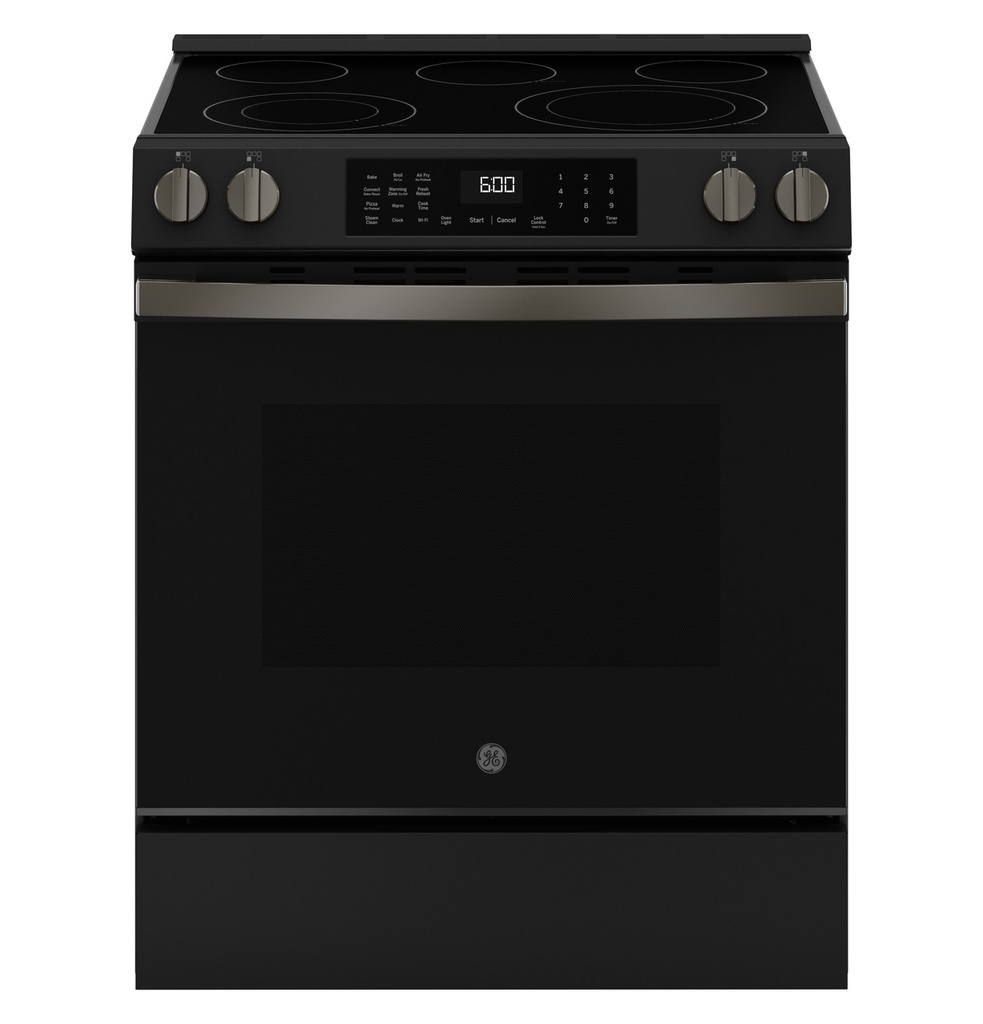 GE GRS600AV 30 inch Smart Slide-In Electric Convection Range with 5 Elements, 5.3 cu. ft. Oven Capacity, No Preheat Air Fry and EasyWash Oven Tray