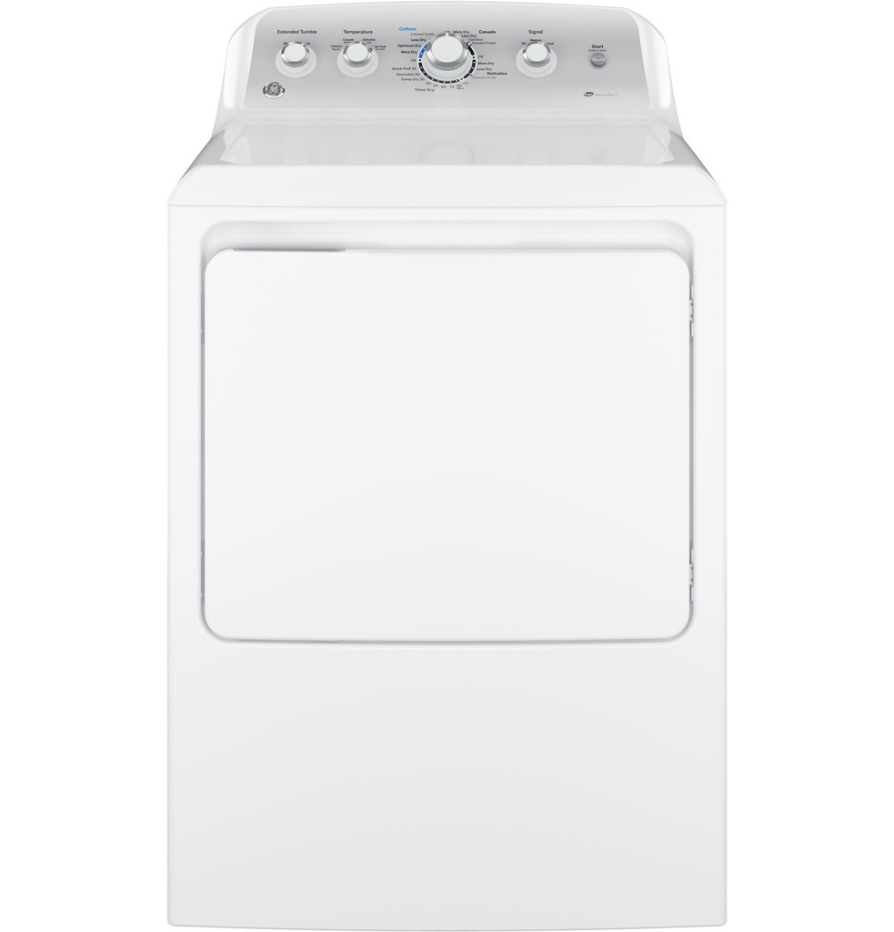 GE GTD45GASJWS 27 inch Gas Dryer with 7.2 cu. ft. Capacity, Sensor Dry and Up To 120 ft. Long Venting​ in White