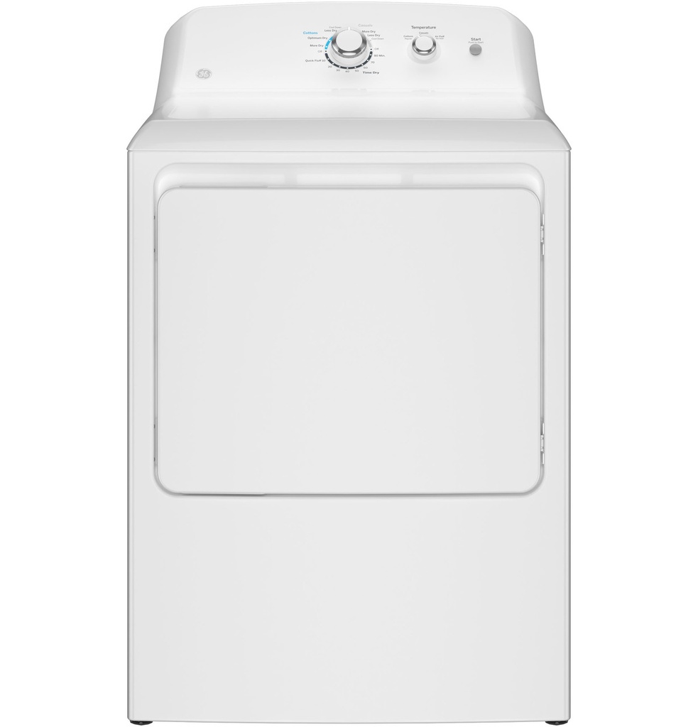 GE GTX33EASKWW 27 inch Electric Dryer with 6.2 cu. ft. Capacity, Up To 120 ft. Venting​ and Shallow Depth​ in White