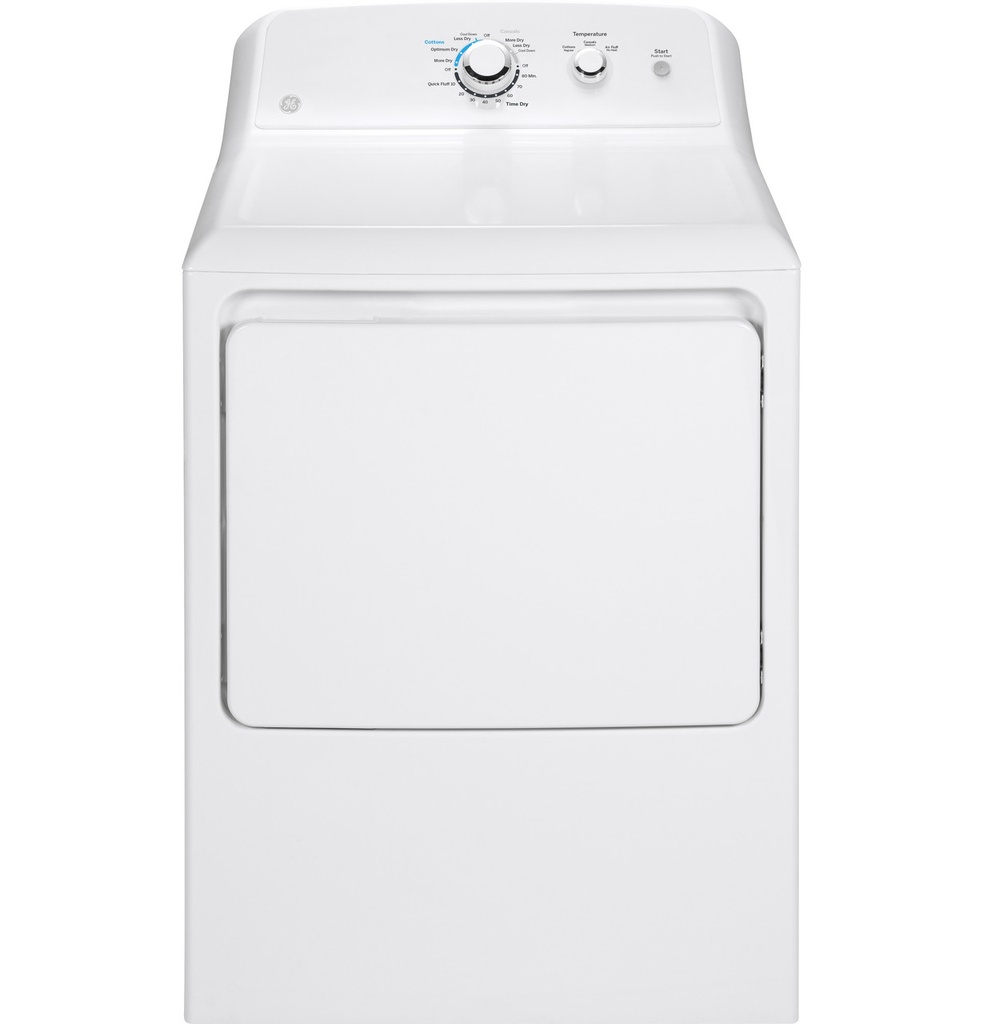 GE GTX33GASKWW 27 inch Gas Dryer with 6.2 cu. ft. Capacity, Up To 120 ft. Long Venting​ and Shallow Depth​ in White