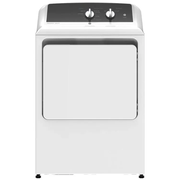 GE GTX52GASPWB 27 inch Gas Dryer with 6.2 cu. ft. Capacity, Up To 120 ft. Venting​ and Shallow Depth in White
