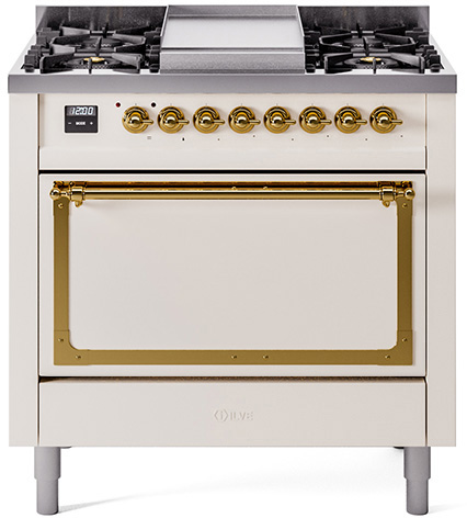 ILVE UN36FNM Nostalgie II Noblesse 36 inch Dual Fuel Range with 6 Burners and Griddle