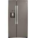 GE GZS22I 36 inch Counter-Depth Side-By-Side Refrigerator with 21.8 Cu. Ft. Total Capacity, Showcase LED Lighting, External Dispenser and Door Alarm