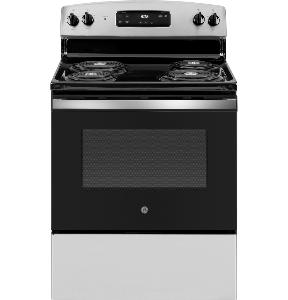 GE JBS360 30 inch Freestanding Electric Range with 4 Coil Elements, 5 cu. ft. Oven Capacity, Sensi-Temp Technology and Storage Drawer