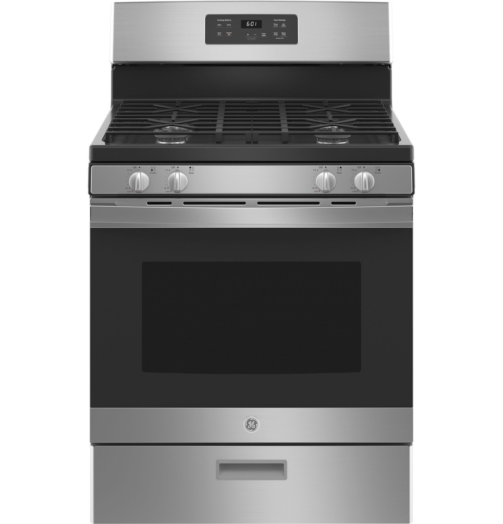 GE JGBS61 30 inch Freestanding Gas Range with 4 Burners, 4.8 cu. ft. Oven Capacity, Continuous Grates and Broiler Drawer