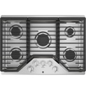 GE JGP5030SLSS 30 inch Gas Cooktop with 5 Burners, Dishwasher-Safe Grates and MAX Burner System in Stainless Steel