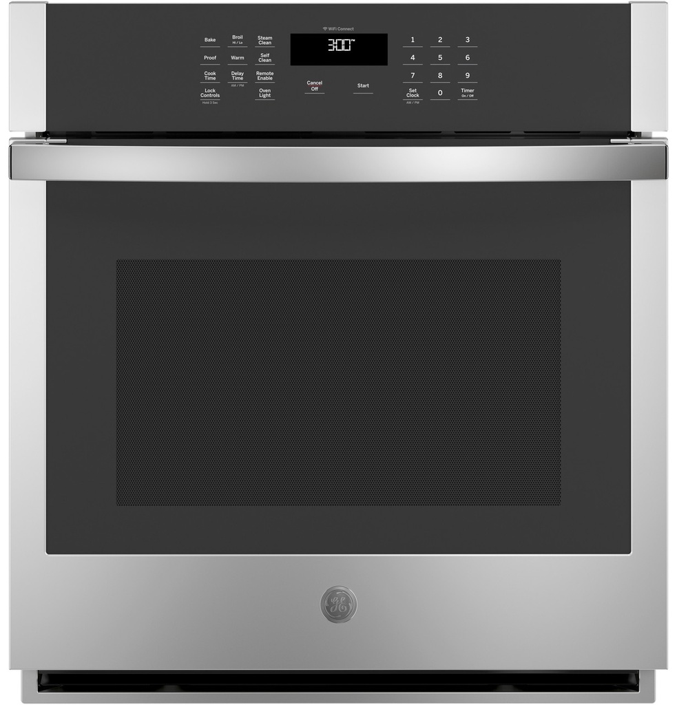 GE JKS3000SNSS 27 inch Smart Built-In Single Wall Oven with 4.3 cu. ft. Total Capacity, Self-Clean with Optional Steam Clean and Glass Touch Controls in Stainless Steel