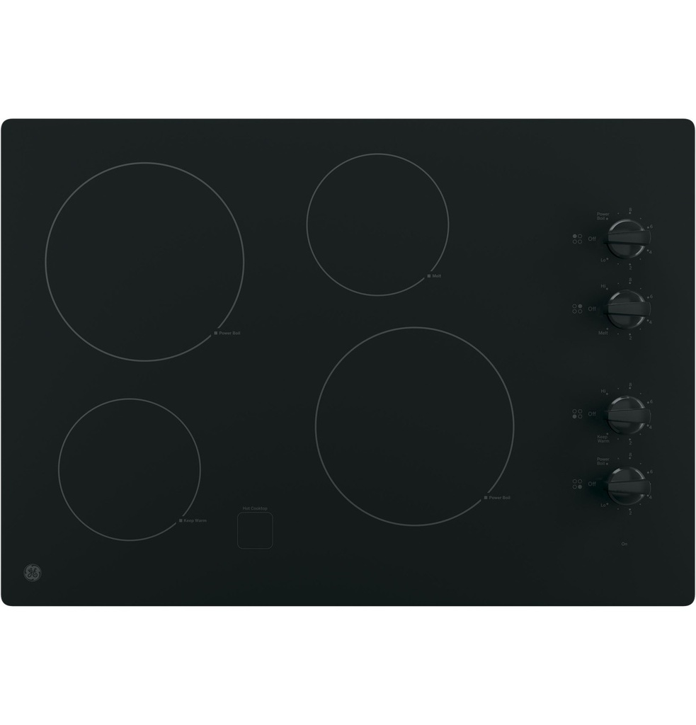 GE JP3030 30 inch Electric Cooktop with 4 Elements, Keep Warm Setting, Melt Setting and Hot Surface Indicator Lights 