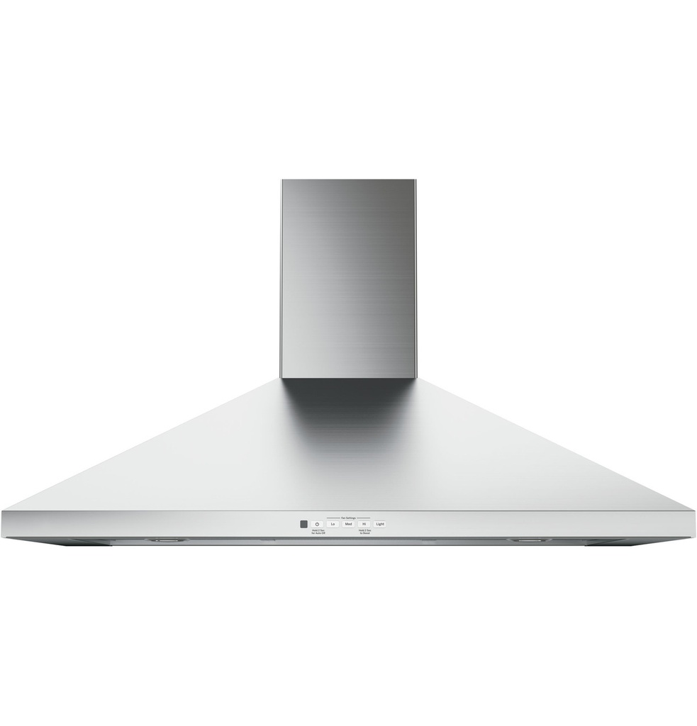 GE JVW5361SJSS 36 inch Wall-Mount Pyramid Chimney Hood with 350 CFM, Electronic Backlit Controls, Dishwasher Safe Filter and Auto-Off in Stainless Steel