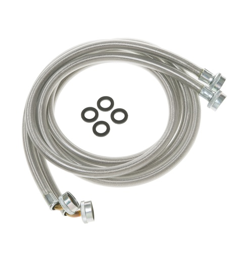 [WX14X10011] GE WX14X10011 6 ft. Stainless Steel Washing Machine Hoses with 90 Degree Elbow