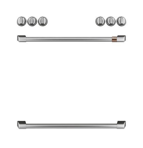 [CXFCGHKPMSS] Cafe CXFCGHK Front Control Gas Knobs and Handles (Brushed Stainless)